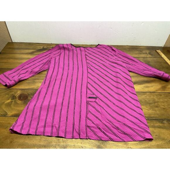 Ali Miles Pink Black Tunic Top Large Hanky Hem Button Detail Lagenlook - Picture 7 of 7